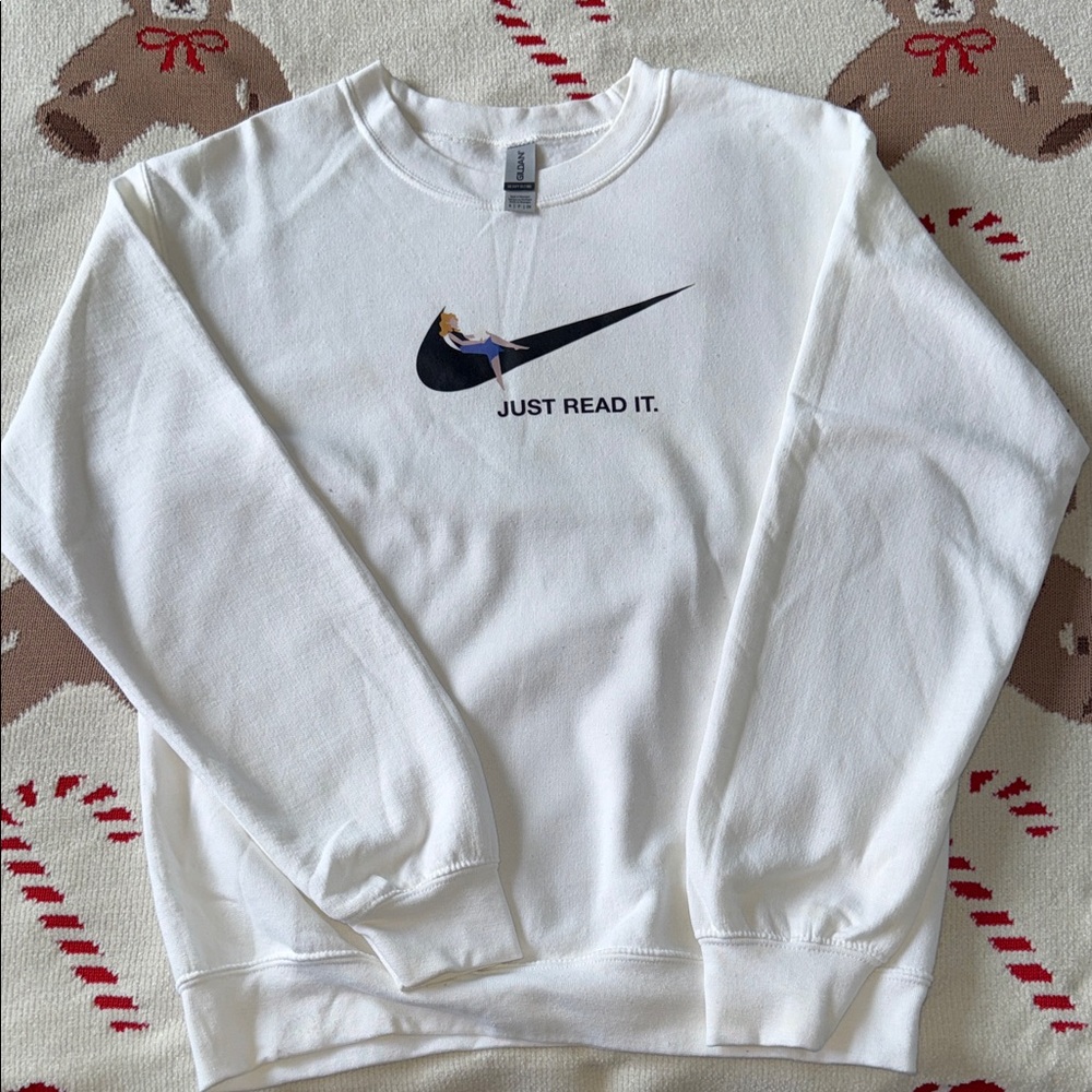 Gildan White “Just Read It” Sweater